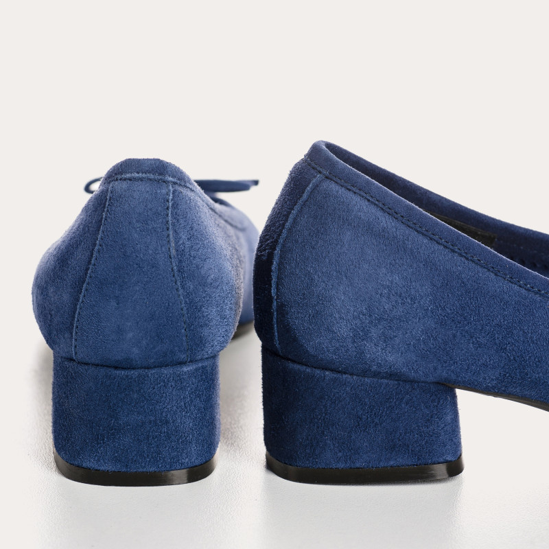 Velvet leather heeled ballerinas with knot