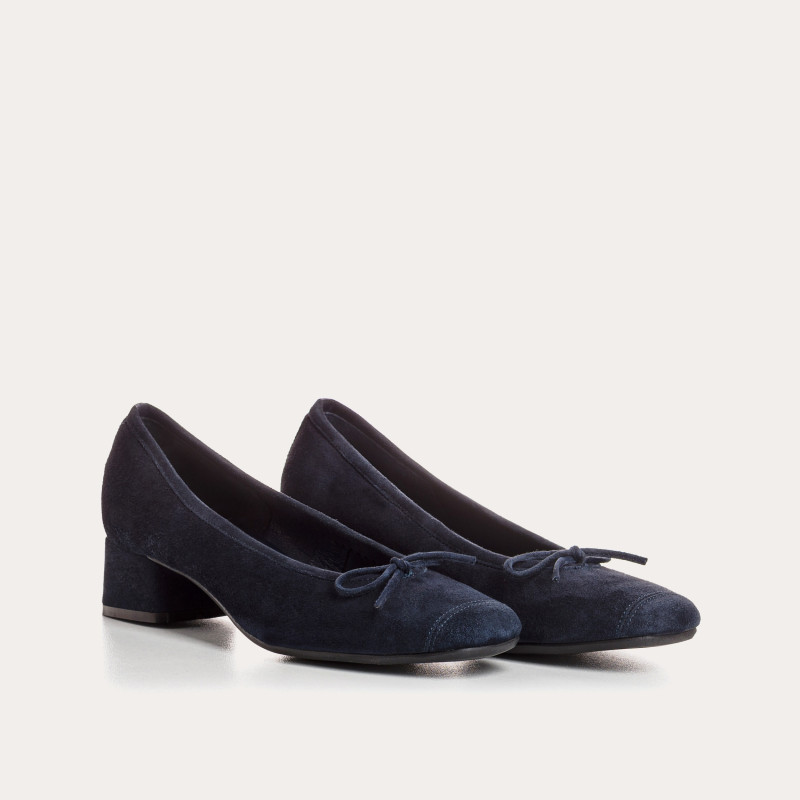Velvet leather heeled ballerinas with knot