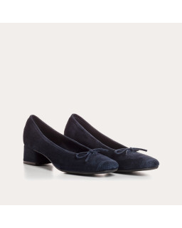 Velvet leather heeled ballerinas with knot