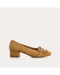 Ballerines Bijou À Talon Cuir Velours - KOS | Reqins