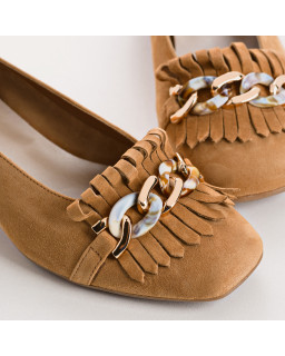 Ballerines Bijou À Talon Cuir Velours - KOS | Reqins