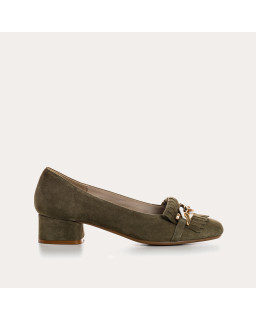 Ballerines Bijou À Talon Cuir Velours - KOS | Reqins