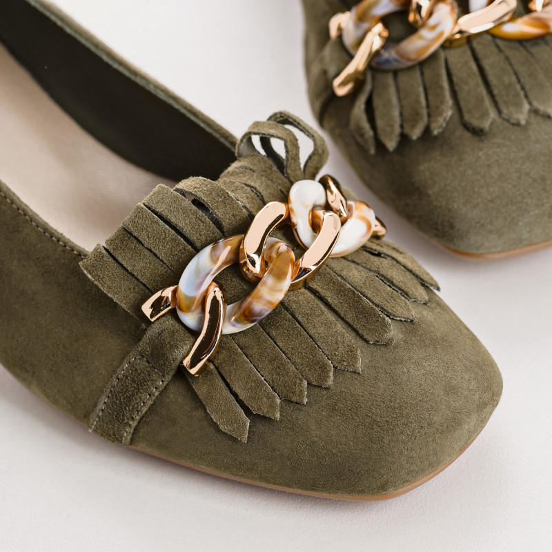 Ballerinas jewel with heel velvet - Kos | Reqins