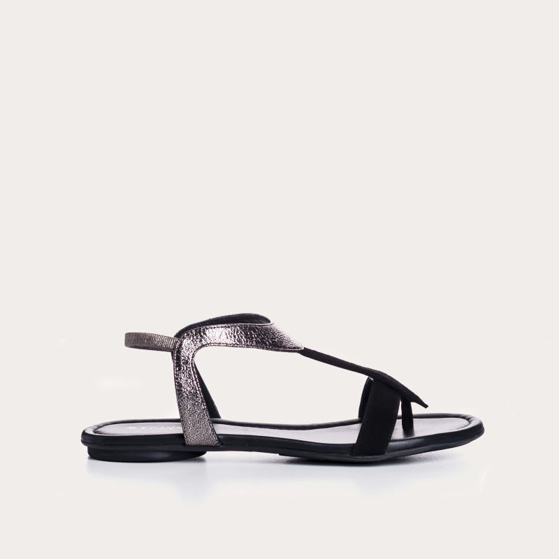Bernie velvet leather and metal sandals