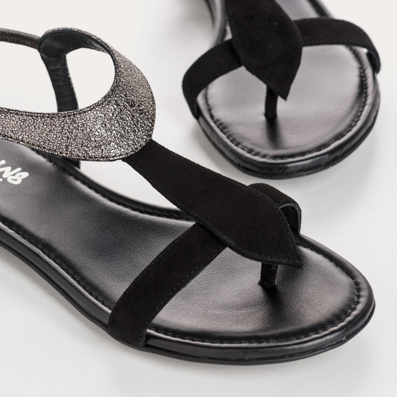 Bernie velvet leather and metal sandals