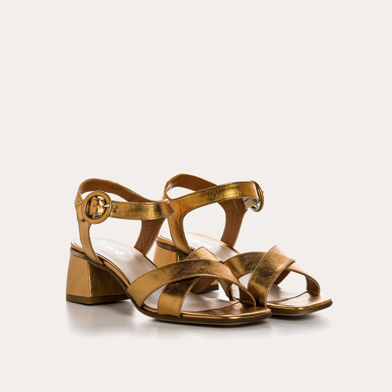 Olympia Sandals - Women's Metallic Leather Flange Shoes | Reqins