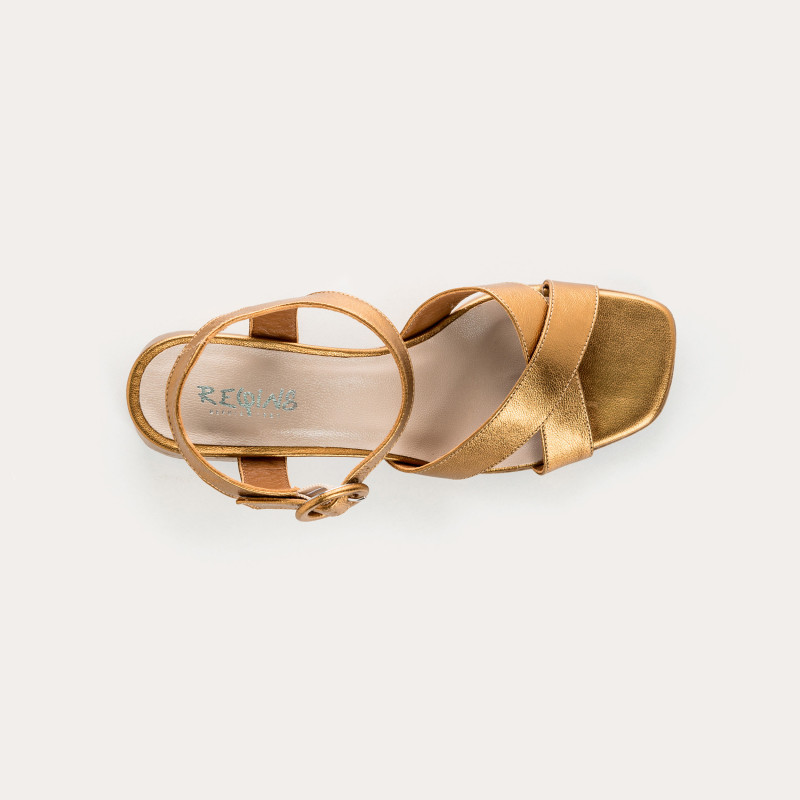 Olympia Sandals - Women's Metallic Leather Flange Shoes | Reqins