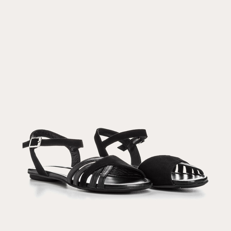 Besse Flat Sandals - Women's Leather Flange Shoes | Reqins