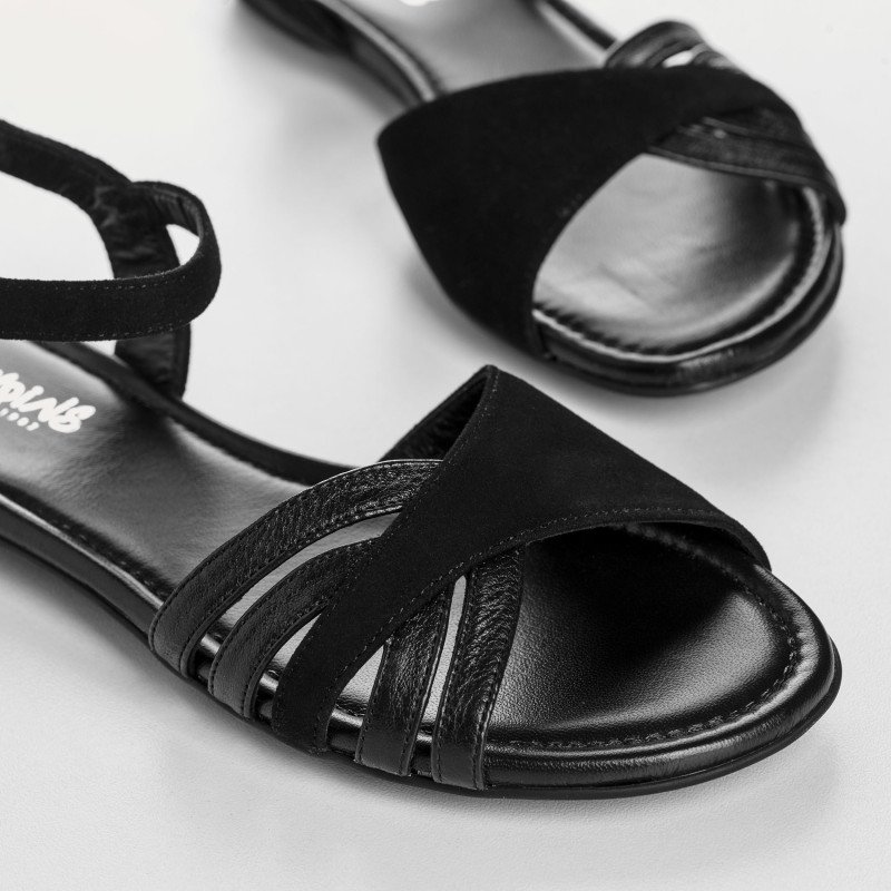 Besse Flat Sandals - Women's Leather Flange Shoes | Reqins