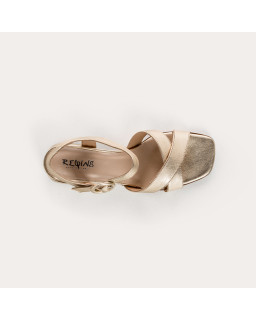 Olympia Sandals - Women's Metallic Leather Flange Shoes | Reqins