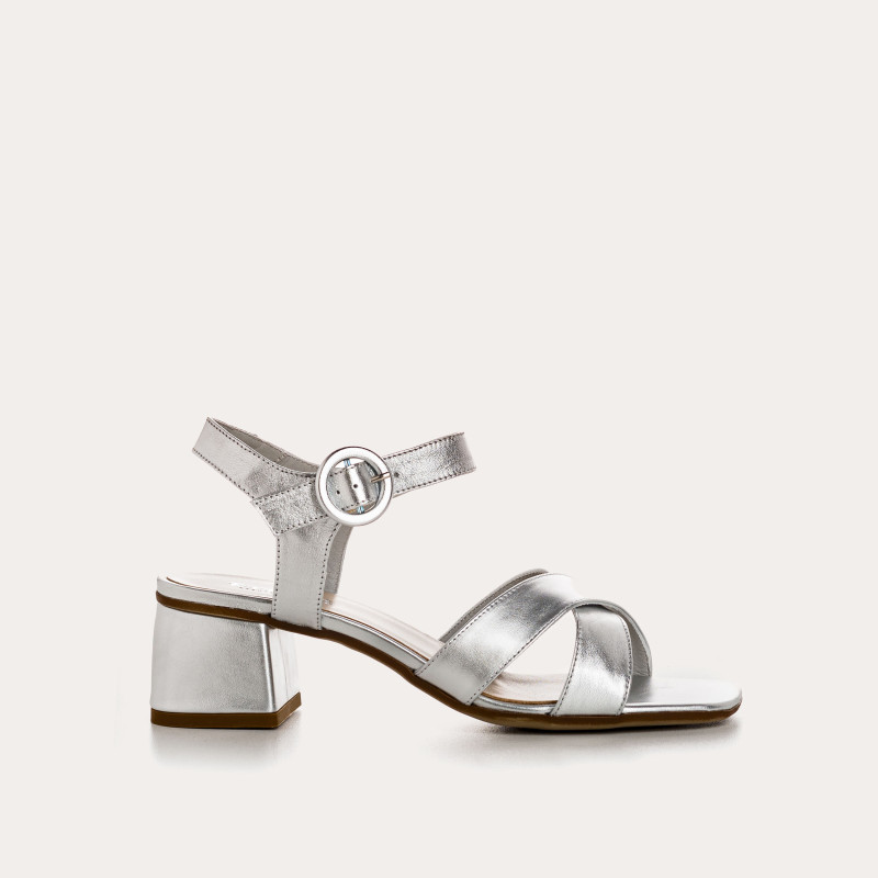 Olympia Sandals - Women's Metallic Leather Flange Shoes | Reqins