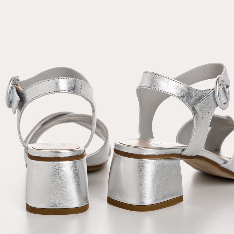 Olympia Sandals - Women's Metallic Leather Flange Shoes | Reqins