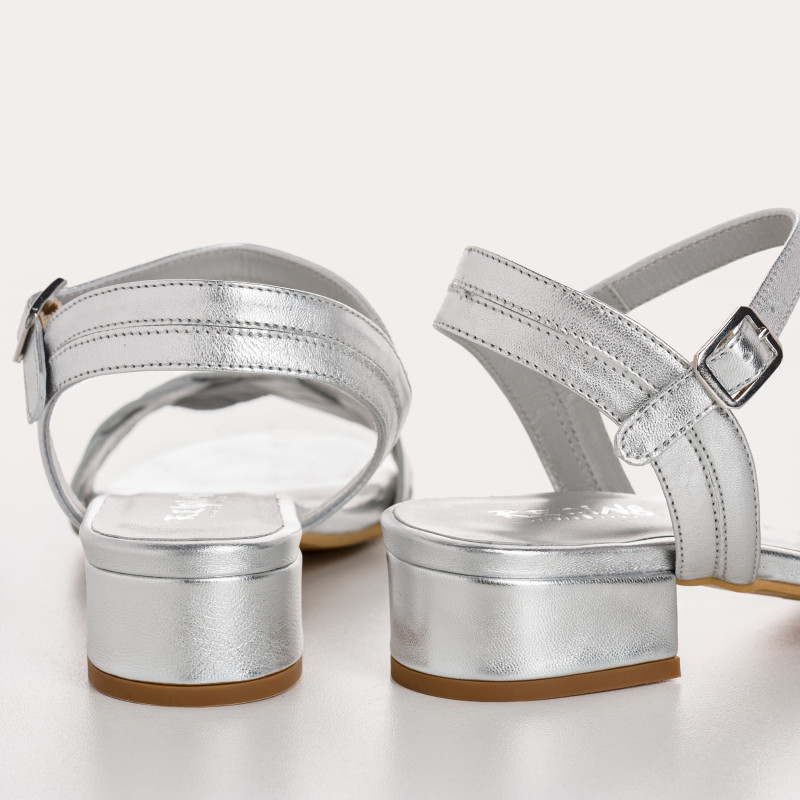 Portimao Sandals - Women's Metallic Leather Flange Shoes | Reqins