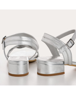 Portimao Sandals - Women's Metallic Leather Flange Shoes | Reqins