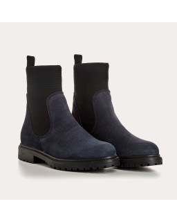 Boots Chelsea en cuir velours avec élastiques