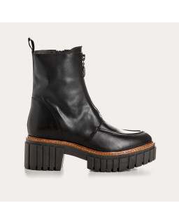 Boots Chelsea with black leather heels with zip and silver buckle