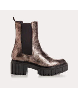 Boots chelsea metallic leather steel with elastic