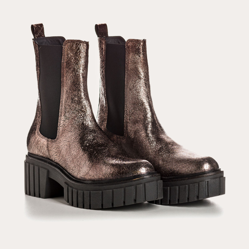 Boots chelsea metallic leather steel with elastic