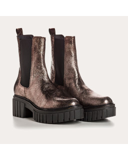 Boots chelsea metallic leather steel with elastic