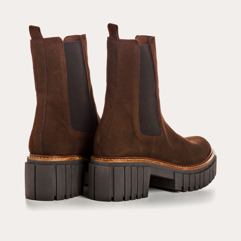 Boots Chelsea Basea Platform in Velvet Leather With Elastic
