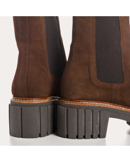 Boots Chelsea Basea Platform in Velvet Leather With Elastic