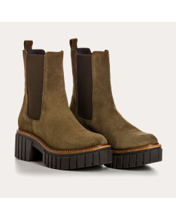 Boots Chelsea Basea Platform in Velvet Leather With Elastic