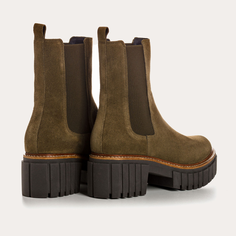 Boots Chelsea Basea Platform in Velvet Leather With Elastic