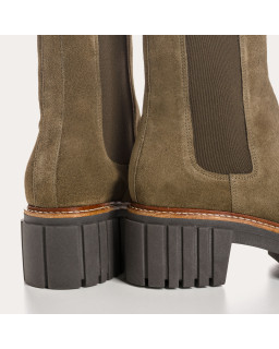 Boots Chelsea à plateforme Basea en cuir velours avec élastiques