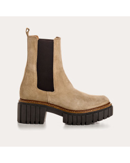 Boots Chelsea Basea Platform in Velvet Leather With Elastic