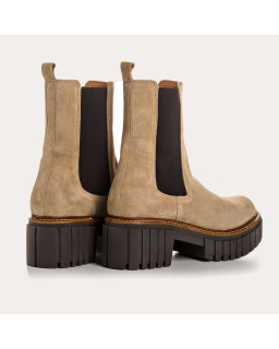 Boots Chelsea Basea Platform in Velvet Leather With Elastic