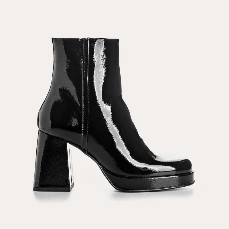 Boots PERBORA cuir vernis graine chaussures femme Reqins
