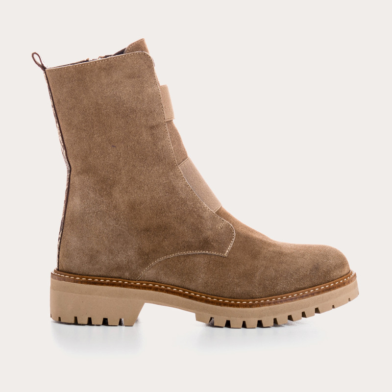 Boots Chelsea en cuir velours avec élastiques et zip intérieur