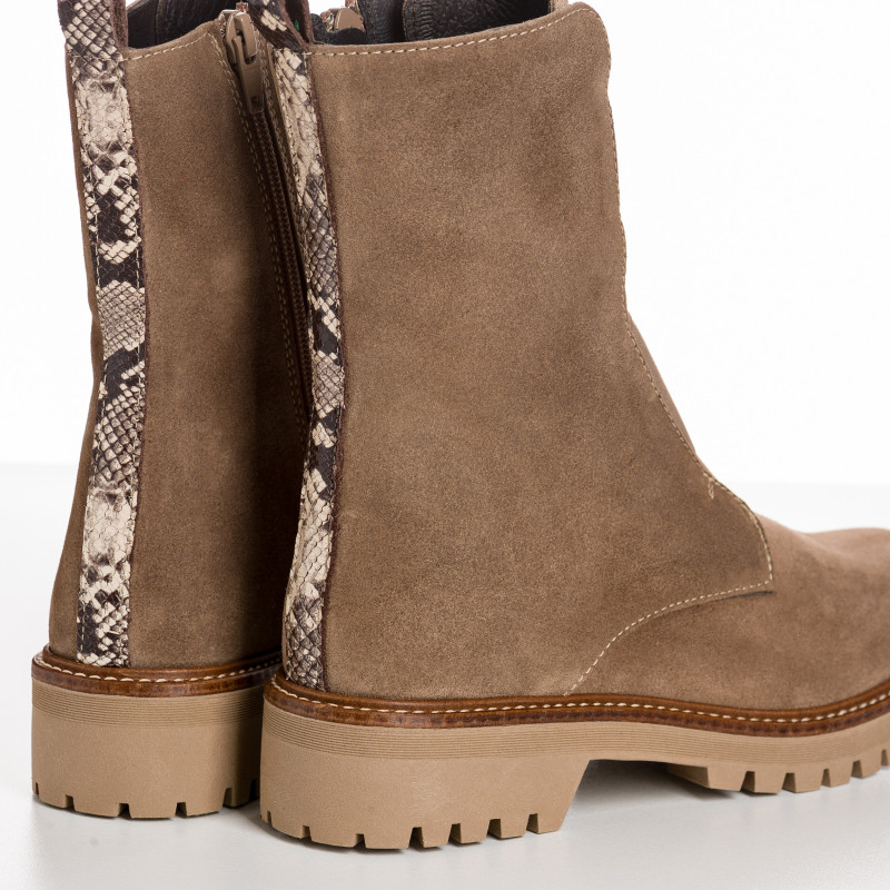 Boots Chelsea en cuir velours avec élastiques et zip intérieur