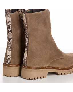 Boots Chelsea en cuir velours avec élastiques et zip intérieur