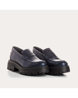 Chunky moccasins color night leather lizard