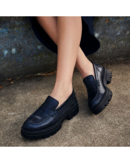 Chunky moccasins color night leather lizard