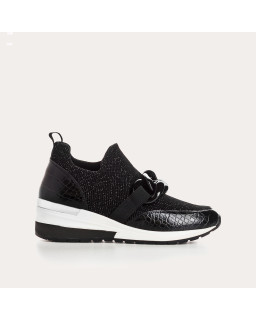 Women's Sneakers in Elastic Fabric Lady with Jewelry Accessories