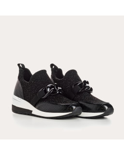 Women's Sneakers in Elastic Fabric Lady with Jewelry Accessories