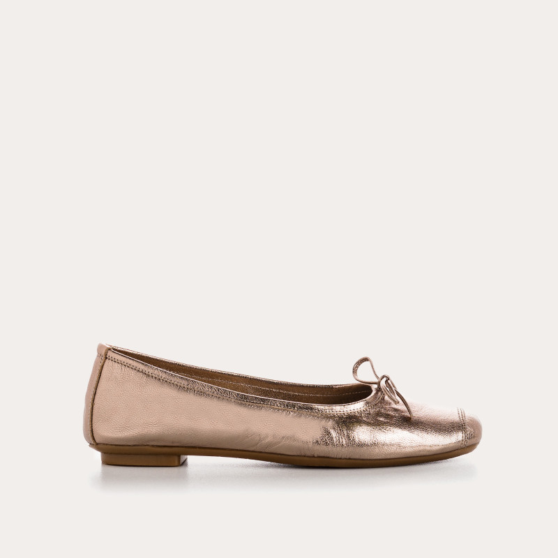Iridescent Metal Leather Flat Ballerinas