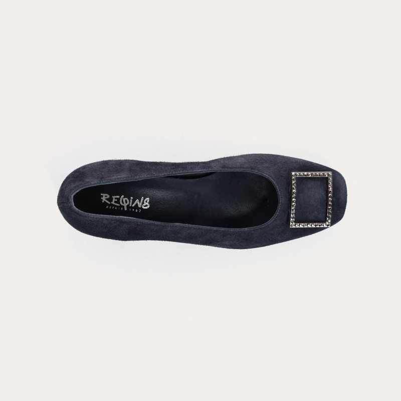 Ballerines Bijou À Talon Cuir Velours - KARISSE | Reqins