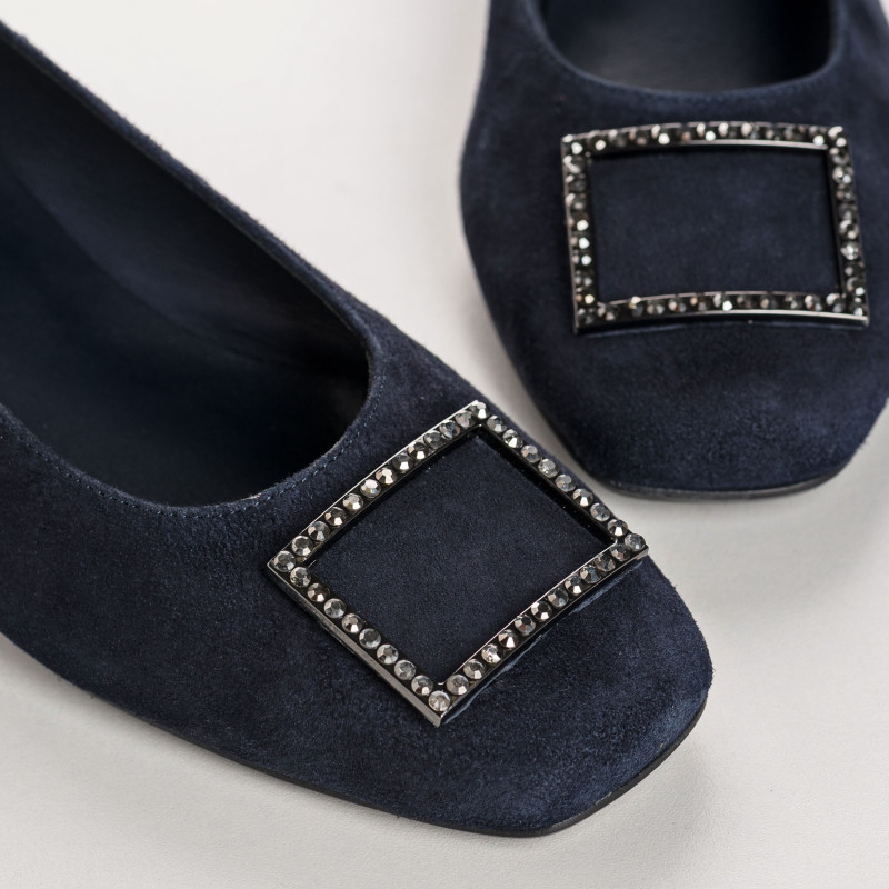 Ballerines Bijou À Talon Cuir Velours - KARISSE | Reqins