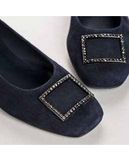 Ballerines Bijou À Talon Cuir Velours - KARISSE | Reqins