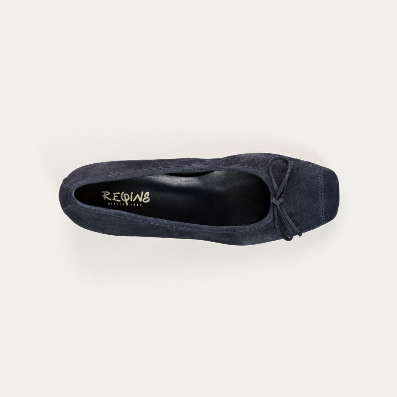 Velvet leather heeled ballerinas with knot