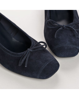 Velvet leather heeled ballerinas with knot