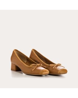 Smooth leather heel ballerinas with velvet reinforcement