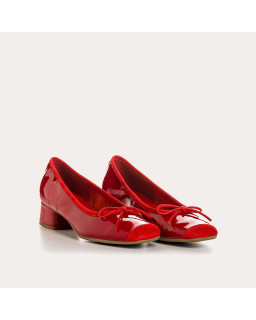 Ballerinas with polished leather with velvet reinforcement and node