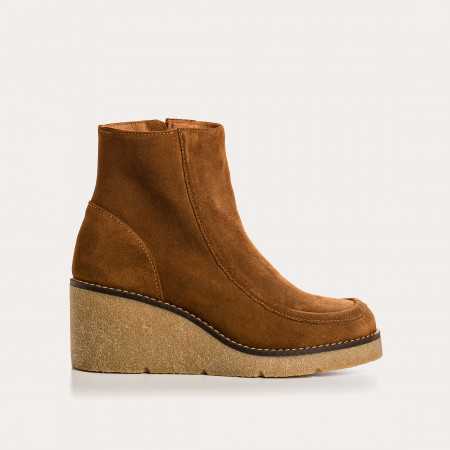 Boots compensees en cuir velours avec zip interieur