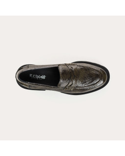 Mocassins chunky en cuir vernis grainé