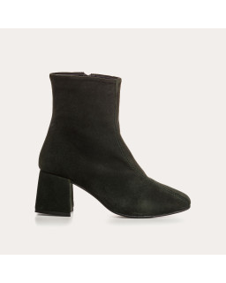 Bottines à talons en cuir velours