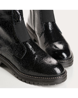 Bottines Chelsea en cuir vernis grainé avec élastiques